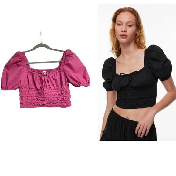 ARITZIA Sunday Best Pink Martine Poplin Puff-Sleeve Top Size S - Picture 1 of 7